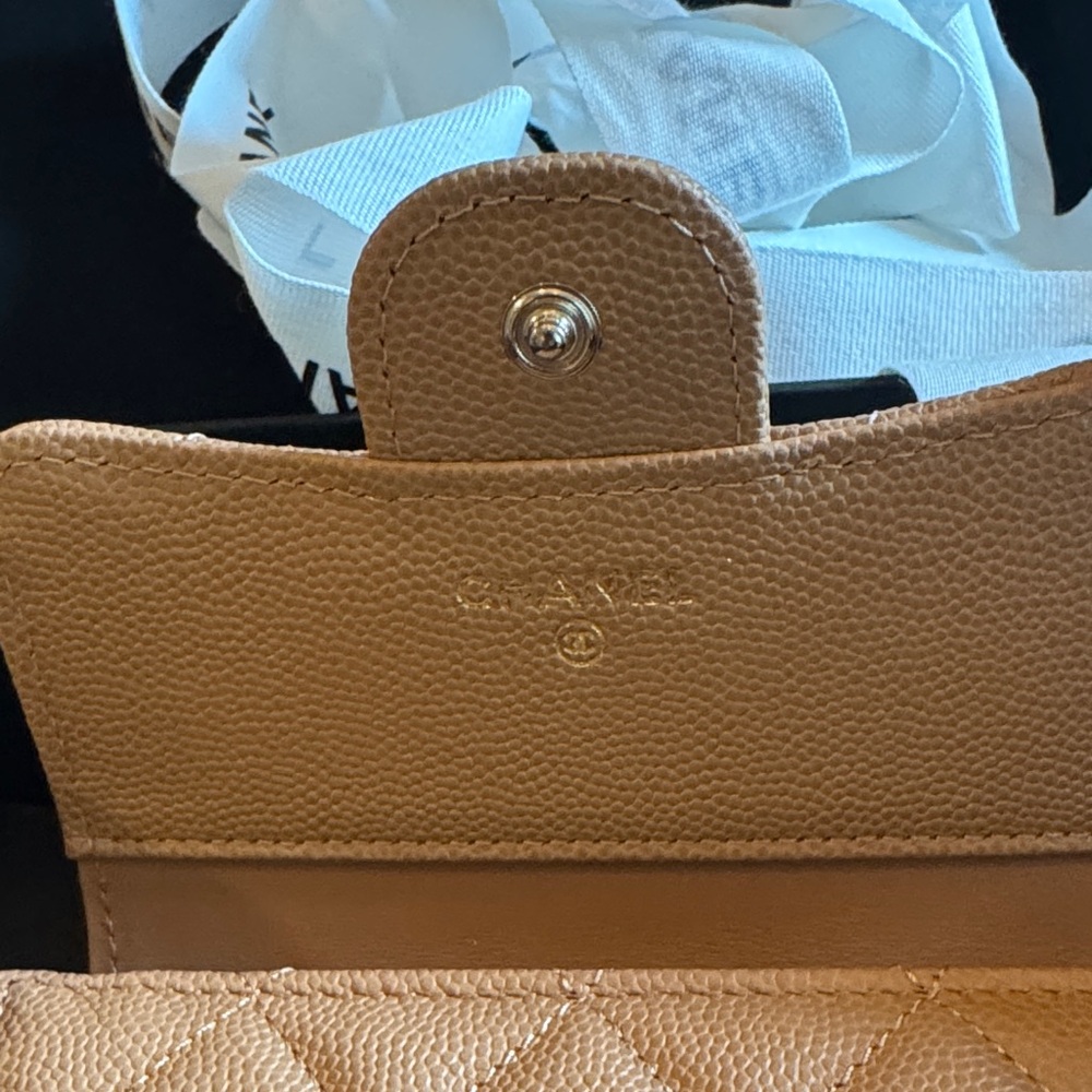 CHANEL Quilted Card & Key Wallet in Camel Tan with Gold CC - Picture 6 of 12
